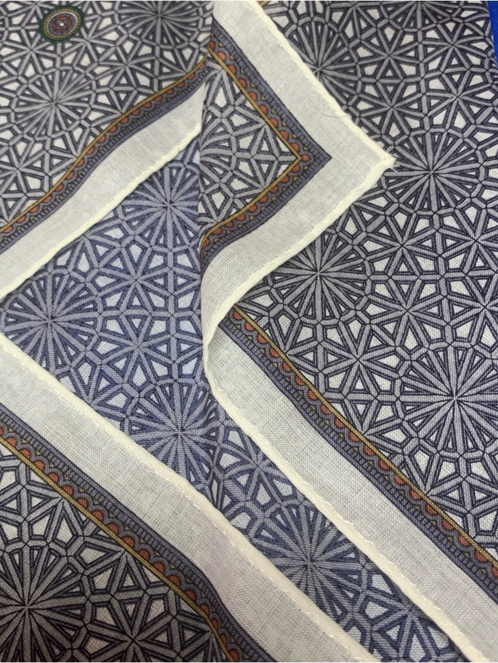 Christian Dior Geometric Print Handkerchief in Gray, Green & White - Picture 6 of 13